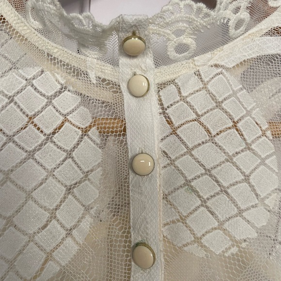 Anthropologie HD in Paris Ivory Lace Pineapple Top - Picture 12 of 12